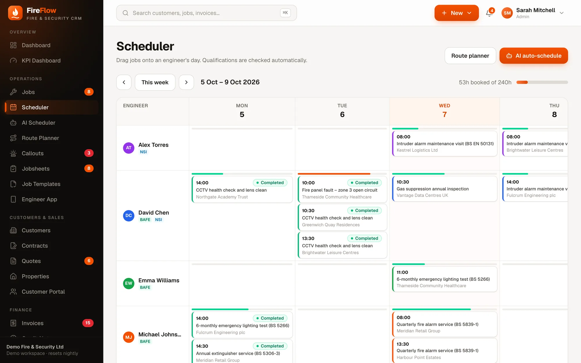 Weekly scheduler